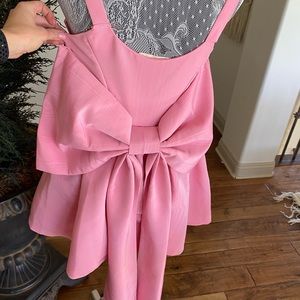 LoveShackFancy Sz 4 pink cocktail dress with long tails